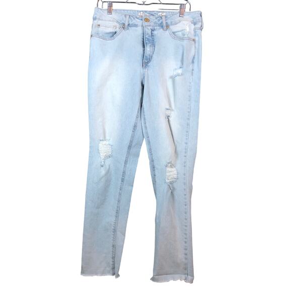 Seven7 Womens Jeans Blue Denim Distressed Weekend Slim Fit Raw Hems Stretch 10 - Picture 1 of 12